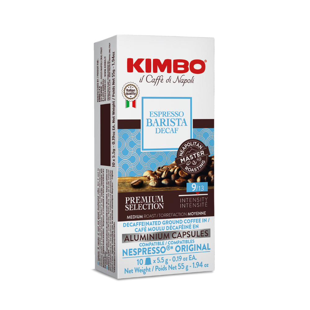 KIMBO Decaf Aluminum Capsules Medium Roast with Spices Dried Fruits Kimbo Coffee USA